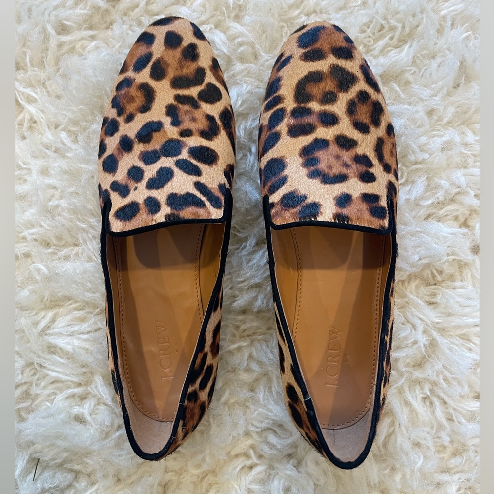 J.Crew Leopard Calf hair Slip-on loafers - Size 8